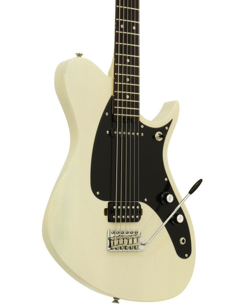 Aria Jet Baritone Electric Guitar SVW J Series - Rosewood Fingerboard - Trans Vintage Whte
