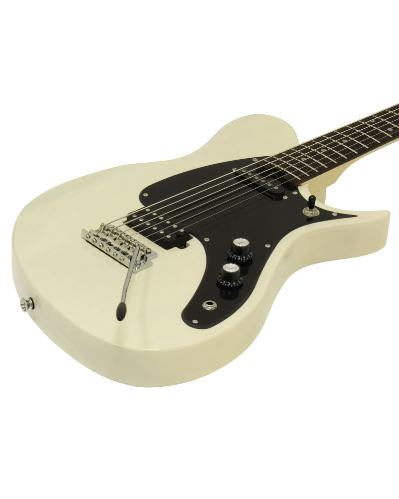 Aria Jet Baritone Electric Guitar SVW J Series - Rosewood Fingerboard - Trans Vintage Whte