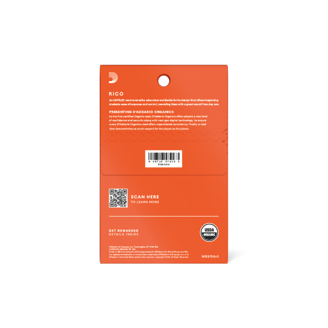 Rico By D’Addario Organic Tenor Saxophone Reeds - Strength 1.5 - 3-Packs