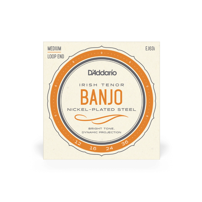D'Addario EJ63i Irish Tenor Banjo Strings Medium 12-36 - Nickel