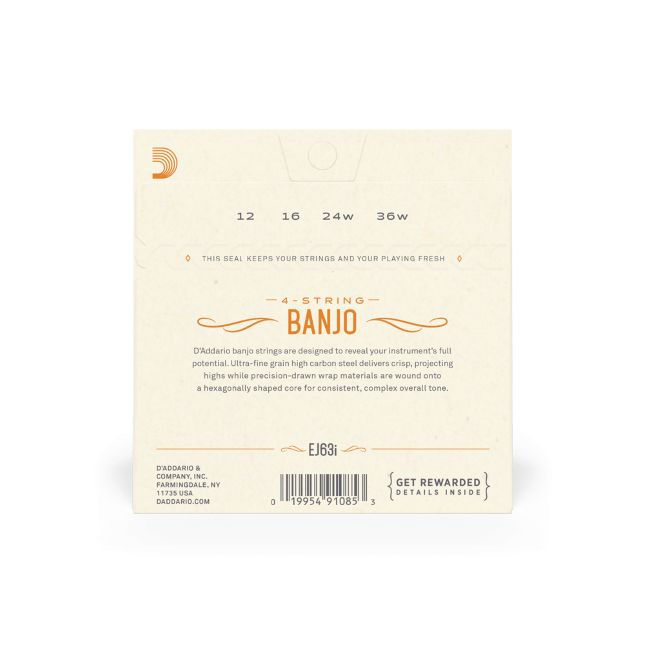 D'Addario EJ63i Irish Tenor Banjo Strings Medium 12-36 - Nickel
