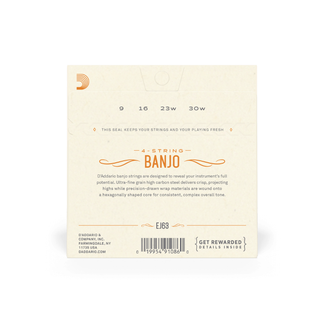 D'Addario Banjo 09-30 Medium 4-String Tenor Nickel
