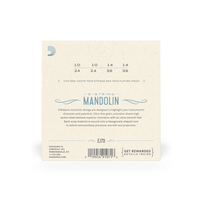 D'Addario EJ73 Mandolin Strings, Phosphor Bronze, Light, 10-38