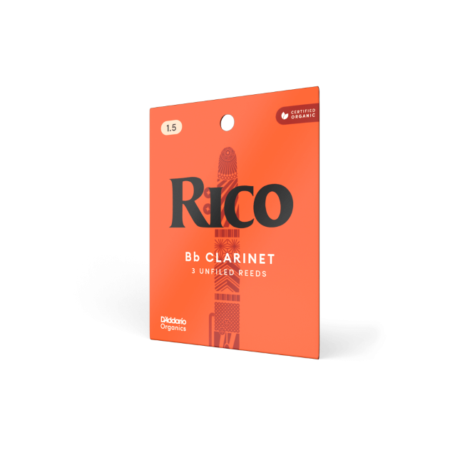 Rico Organic Bb Clarinet Reeds, Strength 3.0, Pack of 3