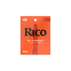 Rico Organic Bb Clarinet Reeds, Strength 3.0, Pack of 3