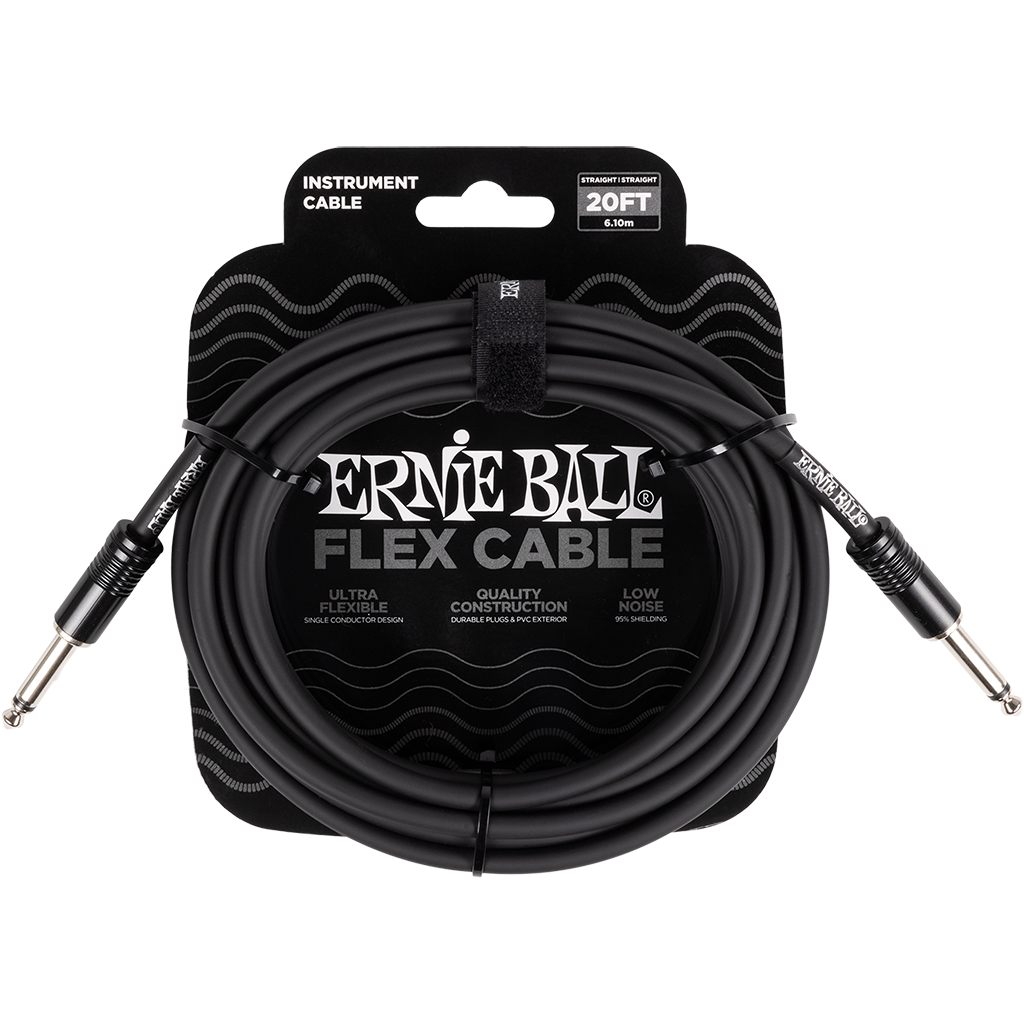 Ernie Ball Flex Instrument Cable Straight/Straight  20FT - Black