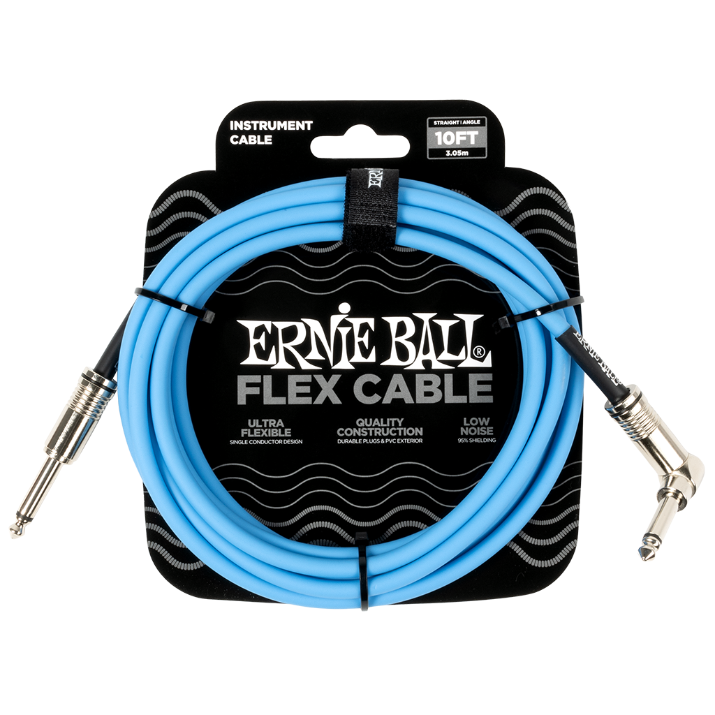 Ernie Ball Flex Instrument Cable Straight/Right Angle 10ft - Blue