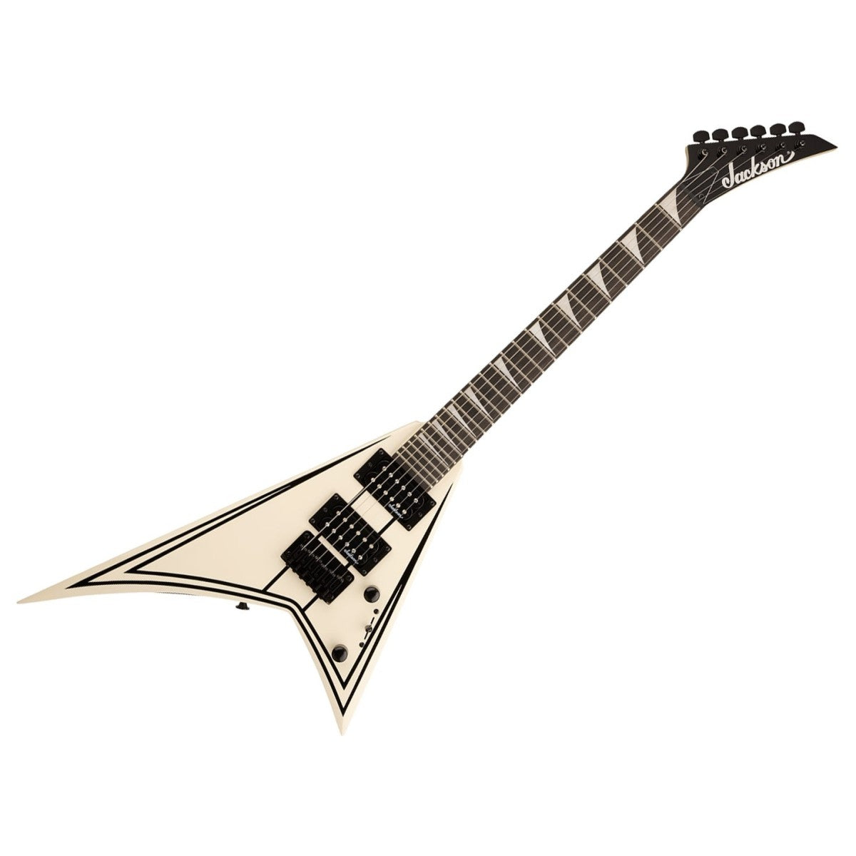 Jackson JS Series RR Minion JS1XM - Amaranth Fingerboard - Snow White with Black Pin Stripes
