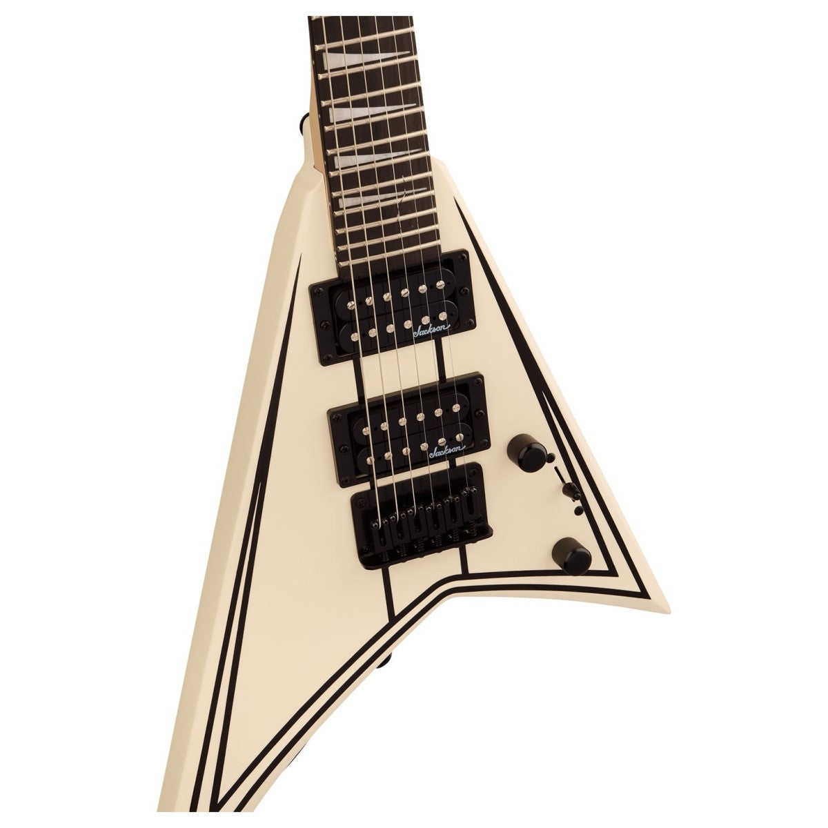 Jackson JS Series RR Minion JS1XM - Amaranth Fingerboard - Snow White with Black Pin Stripes