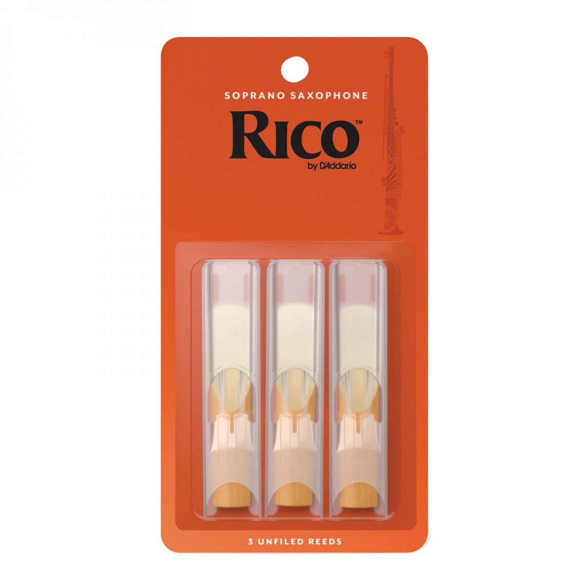 Rico Organic Soprano Saxophone Reeds, Strength 3.0, Pack of 3