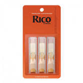 Rico Organic Soprano Saxophone Reeds, Strength 2.5, Pack of 3