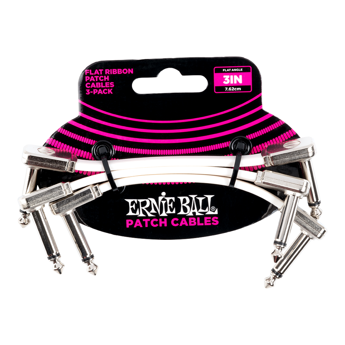Ernie Ball Flat Ribbon Patch Cables White - 6inch - 3 Pack
