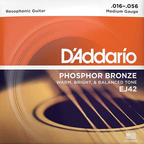 D'Addario EJ42 Phosphor Bronze Resophonic Guitar Strings - 16-56