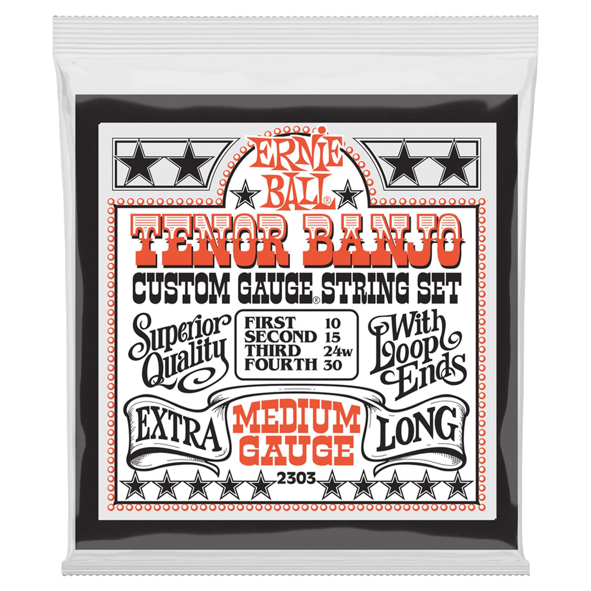 Ernie Ball 4-String Tenor Banjo Strings Medium - 2303 - 10-30