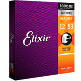 Elixir 11052 Nanoweb Coated 80/20 Bronze Acoustic Guitar Strings Light 12-53