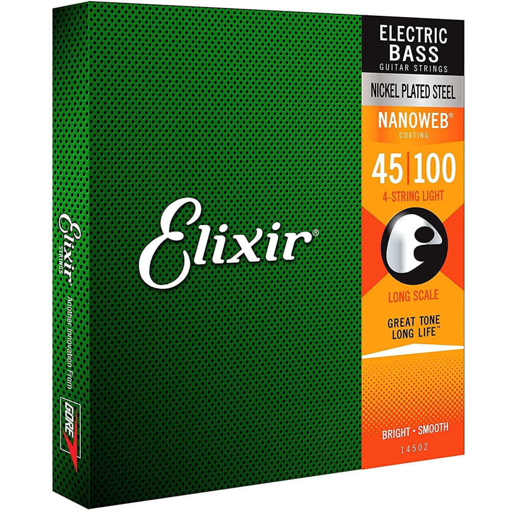 Elixir 14052 Nanoweb Coated Bass Guitar Strings Light 45-100