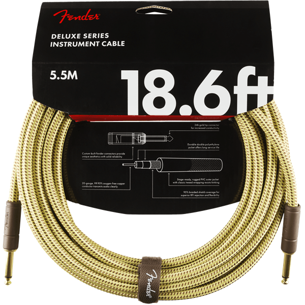 Deluxe Series Tweed Guitar Cable - 18foot (5.5 meters) - Straight