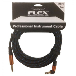 6 Metre Braided Blue Guitar Instrument Cable - Right Angle