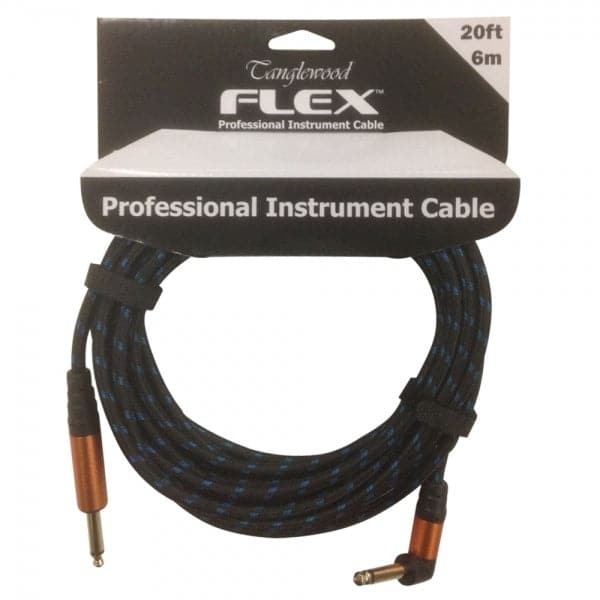 6 Metre Braided Blue Guitar Instrument Cable - Right Angle