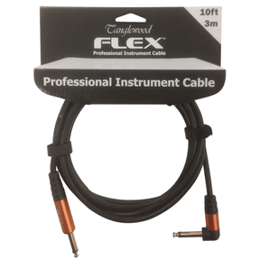 3 Metre Black Rubber Instrument Guitar Cable - Right Angle