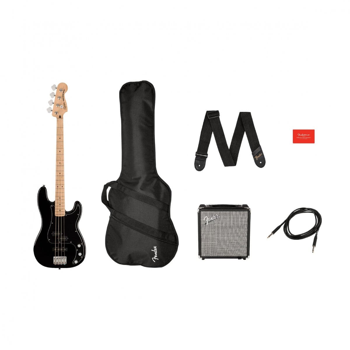 Squier Affinity PJ Bass with Fender Rumble 15 Amplifier Package - Black