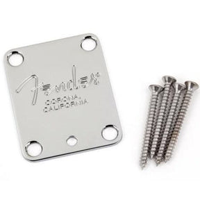 Fender 4-Bolt American Series Guitar Neck Plate with "Fender Corona" Stamp - Chrome