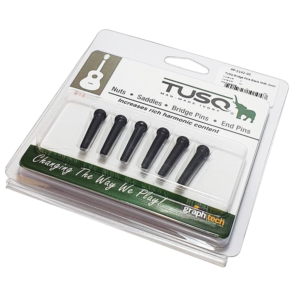 Graph Tech PP-2142-00 Tusq Traditional Bridge Pins - Black with Mother of Pearl Dots