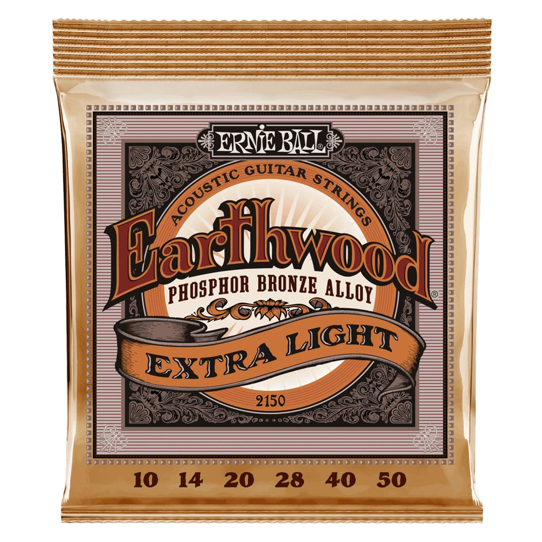 Ernie Ball 2150 Earthwood Phosphor Bronze Acoustic Guitar Strings - Extra Light 10-50