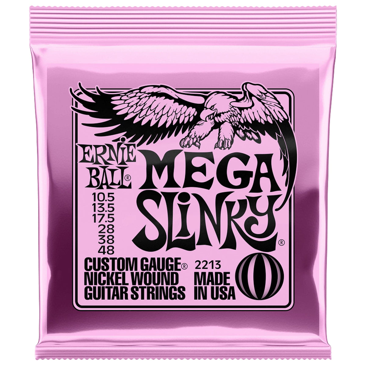 Ernie Ball Mega Slinky Electric Guitar Strings Custom Gauge 2213 - 10.5-48