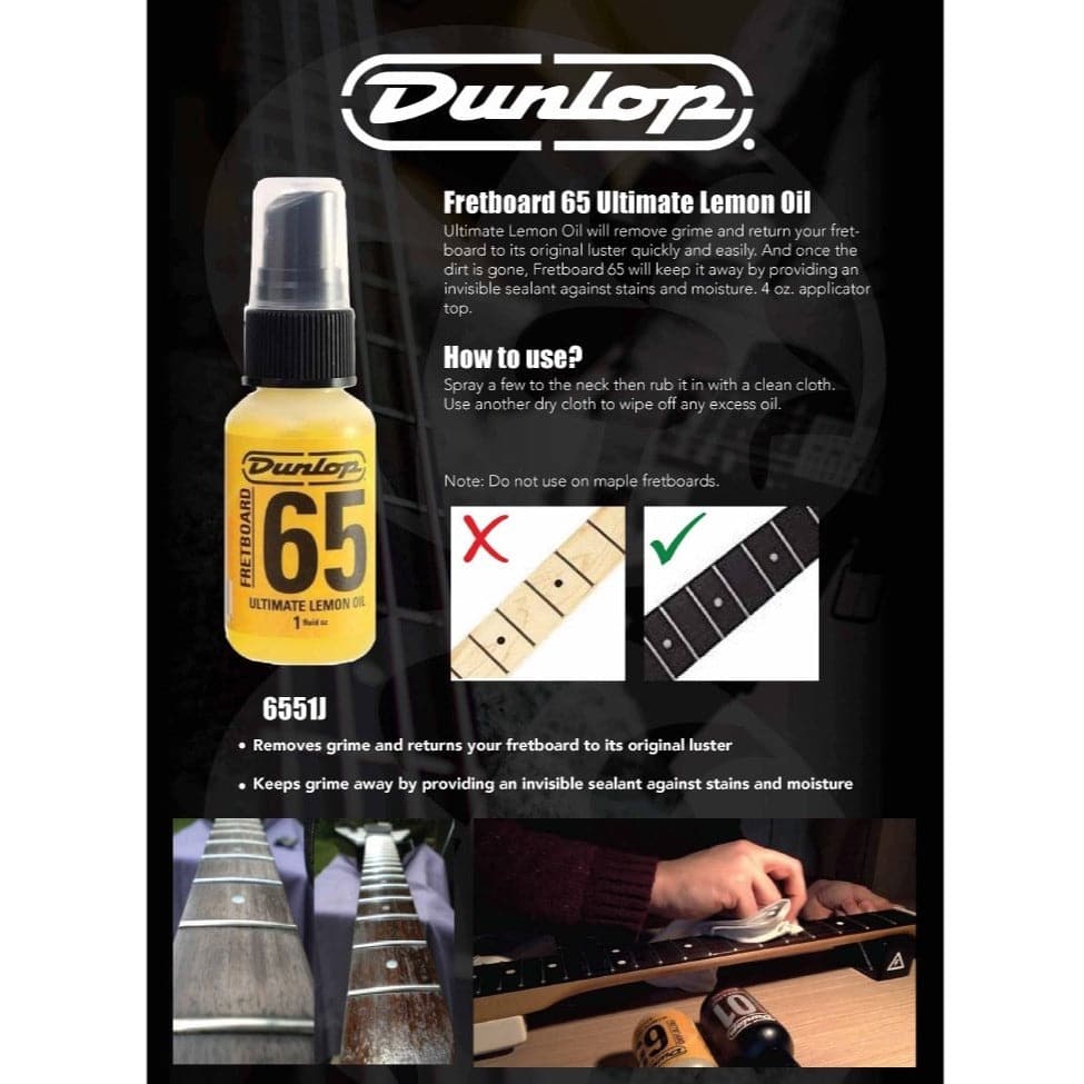 Jim Dunlop 6551 System 65 Lemon Oil Fingerboard Conditioner Spray Bottle