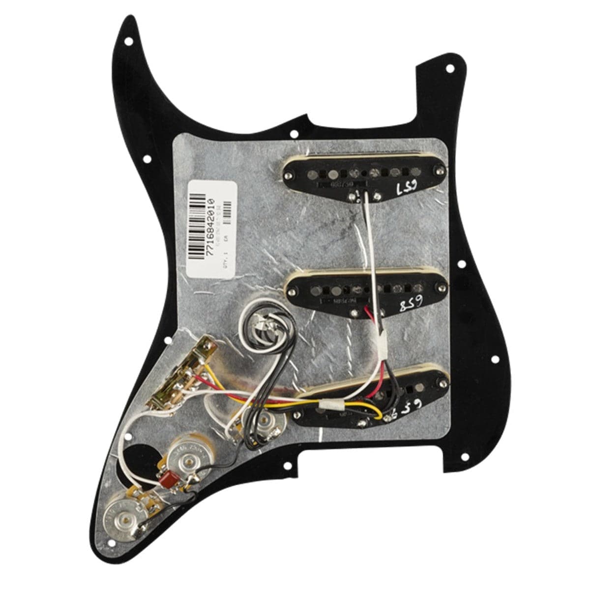 Fender Loaded Pre-Wired Strat Pickguard - Tex-Mex SSS - Black - 11 Hole