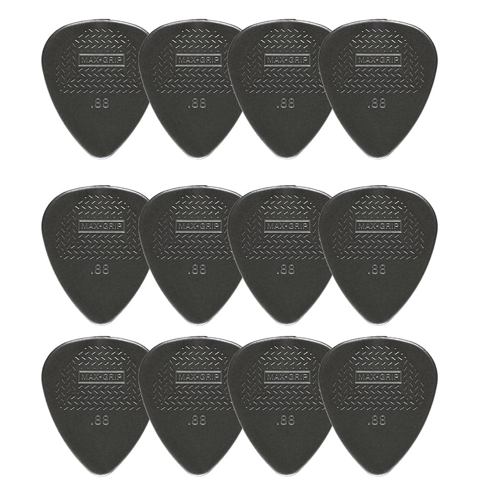 Jim Dunlop Nylon Maxgrip Plectrum Players Pack - 12 Pack - .88mm Dark Grey