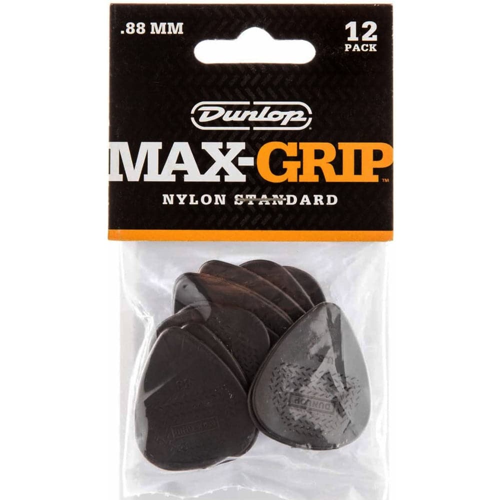 Jim Dunlop Nylon Maxgrip Plectrum Players Pack - 12 Pack - .88mm Dark Grey