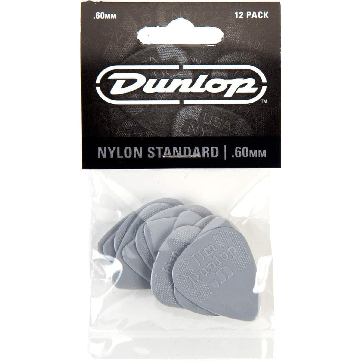 Jim Dunlop Nylon Standard Plectrum Players Pack - 12 Pack - .60 Light Grey