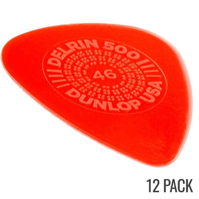 Jim Dunlop Prime Grip Delrin 500 Plectrum Players Pack Red - 12 Pack - .46mm