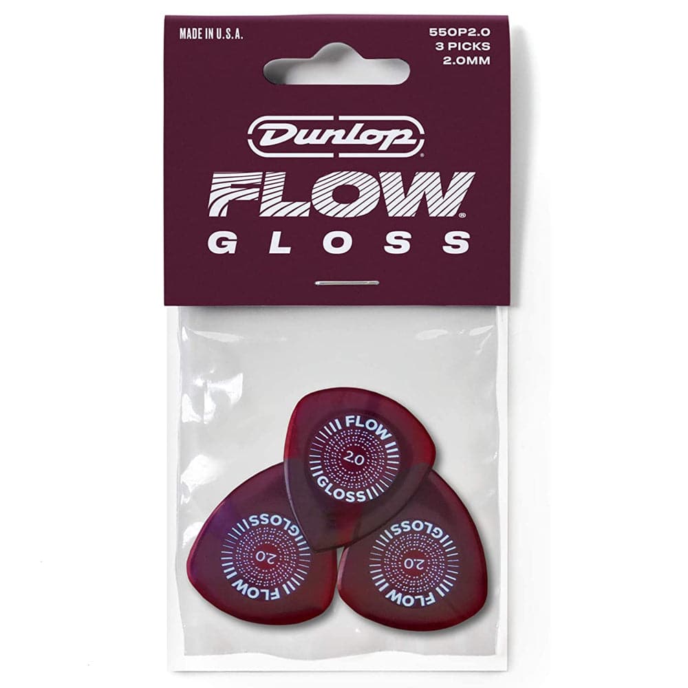 Jim Dunlop Flow Gloss Plectrum Pack - 3 Pack - 2.00mm