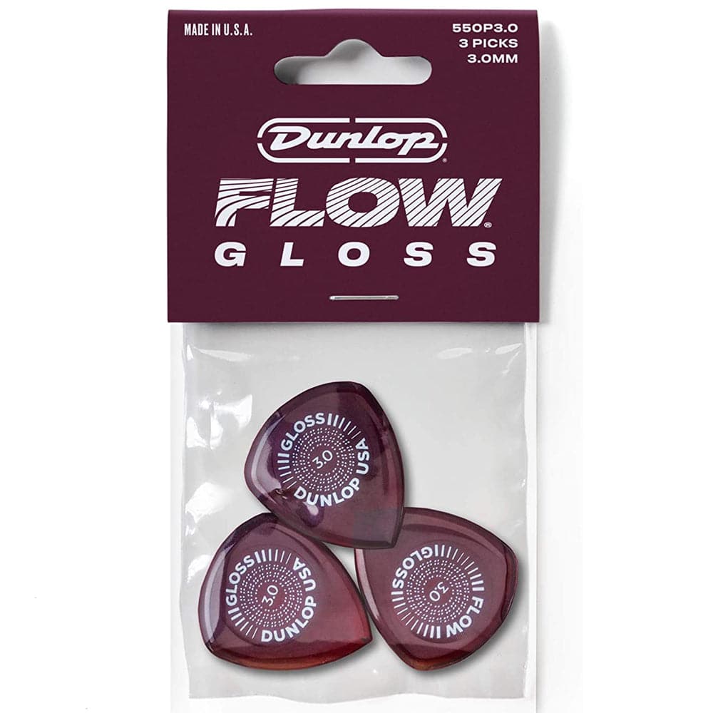Jim Dunlop Flow Gloss Plectrum Pack - 3 Pack - 3.00mm