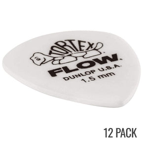Jim Dunlop Tortex Flow Plectrum Player Pack - 12 Pack - White - 1.5mm