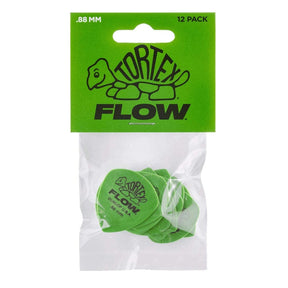 Jim Dunlop Tortex Flow Plectrum Player Pack - 12 Pack - Green - 0.88mm