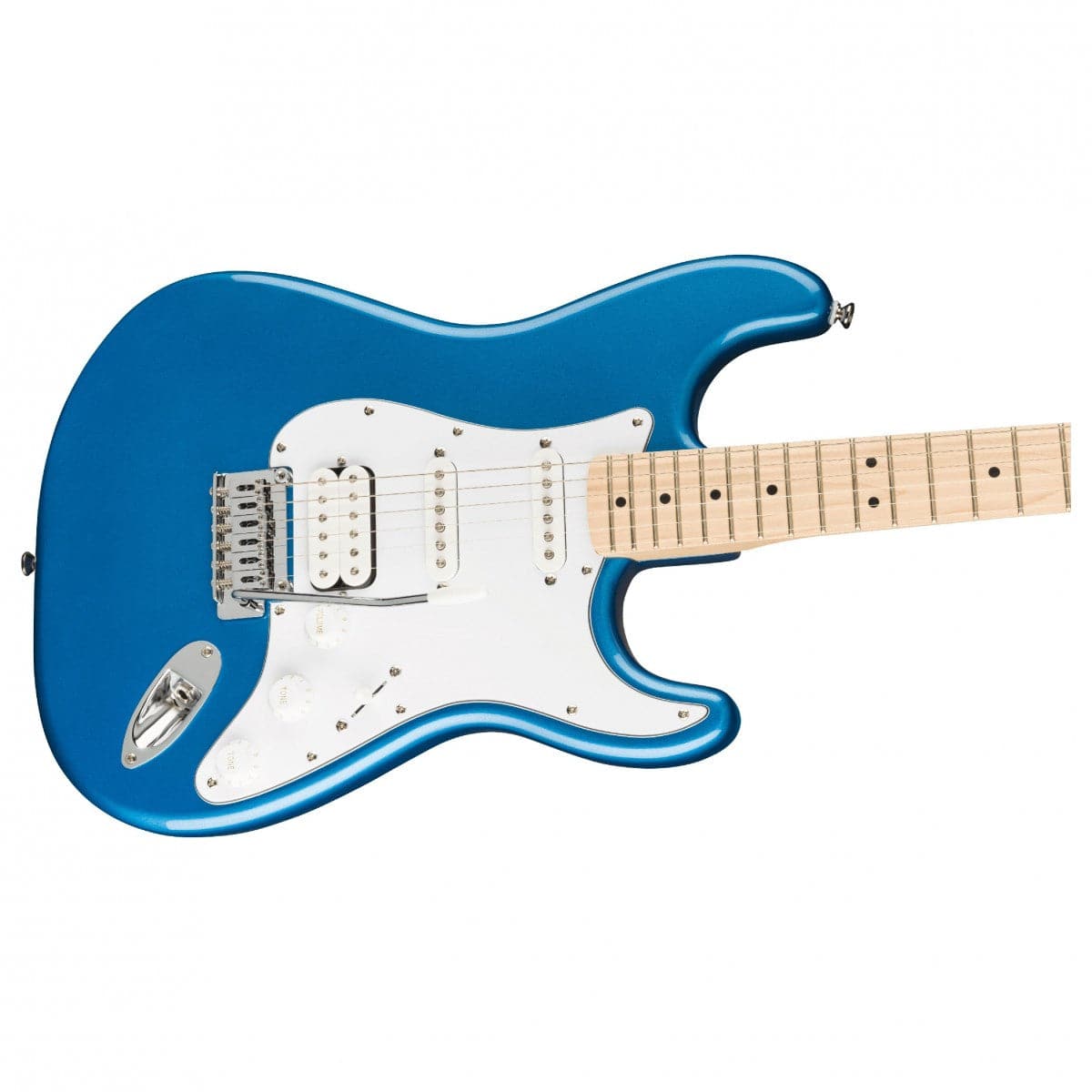 Squier Affinity Stratocaster Electric Guitar Package HSS - Guitar, Amp, Cable, Strap, Picks & Lessons - Lake Placid Blue