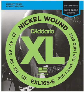 D'Addario EXL165-6 Nickel Wound 6-String Bass Guitar Strings - Regular Light - 32-135