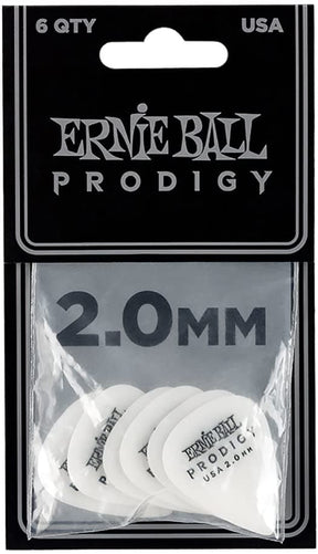  Ernie Ball 2.0mm White Standard Prodigy Picks - 6-Pack (P09202)