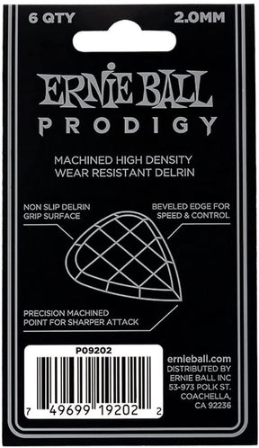  Ernie Ball 2.0mm White Standard Prodigy Picks - 6-Pack (P09202)