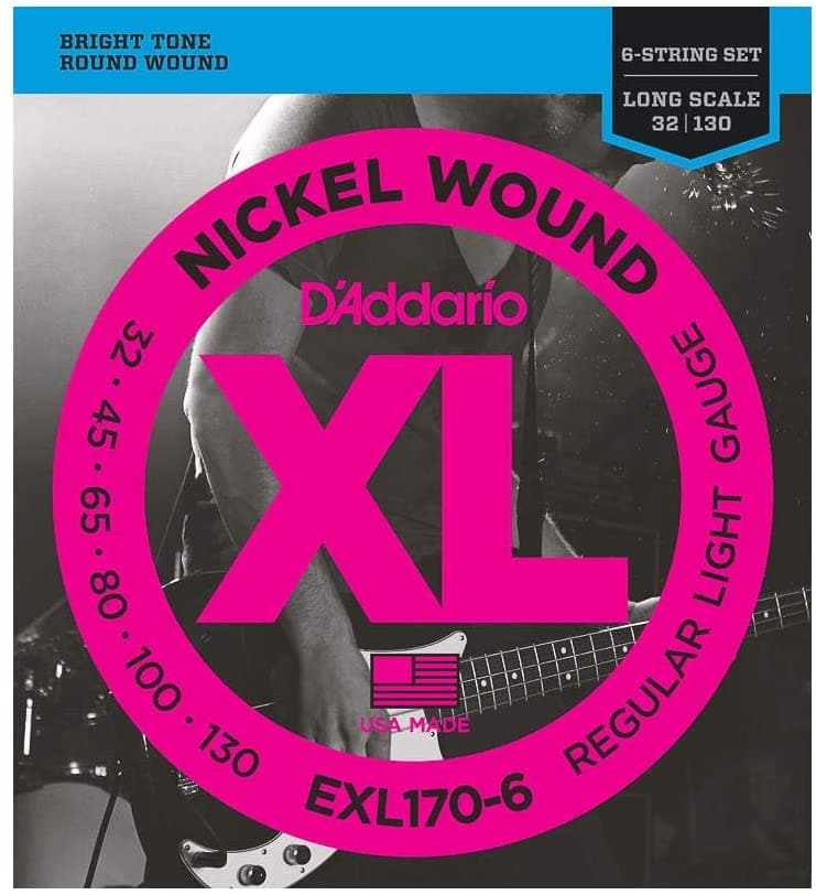 D'Addario EXL170-6 Nickel Wound 6-String Bass Guitar Strings - Regular Light - 32-130