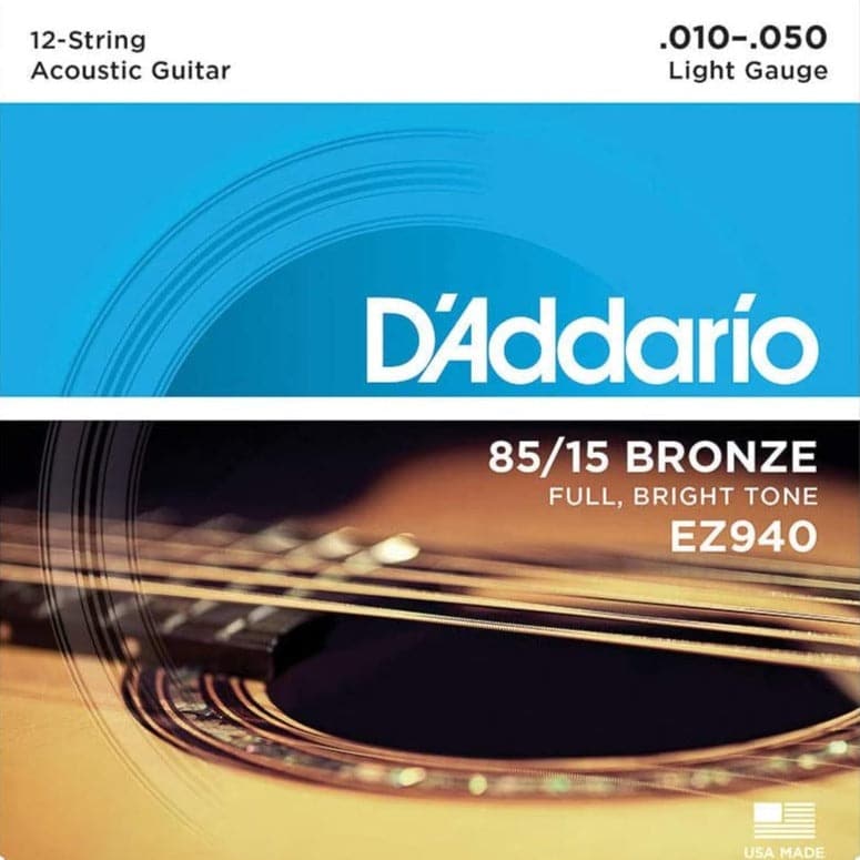 D'Addario EZ940 American Bronze 12-String Acoustic Guitar Strings - Light - 10-50