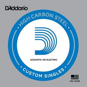 D'Addario Single Plain Steel Strings for Acoustic or Electric Guitar 8 - 20