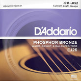D'Addario EJ26 Phosphor Bronze Acoustic Guitar Strings Custom Light 11-52