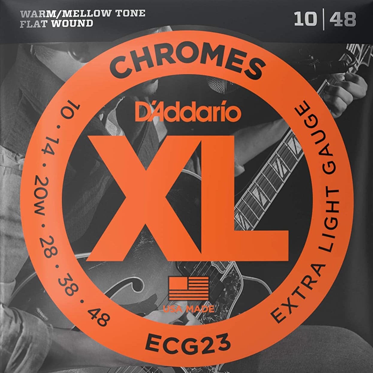 D'Addario ECG23 XL Chromes Flatwound Electric Guitar Strings - Extra Light 10-48