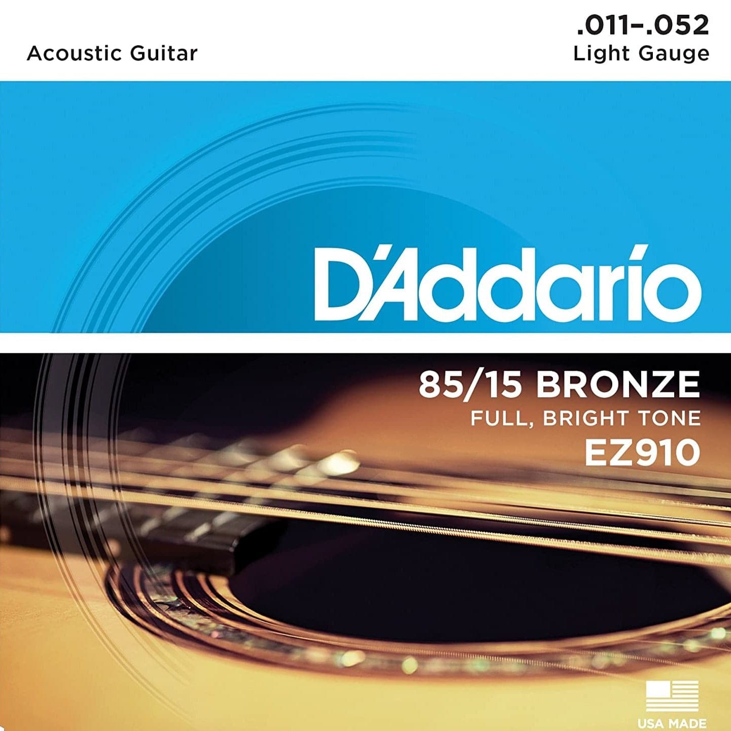 D'Addario EZ910 American Bronze Acoustic Guitar Strings - Light - 11-52