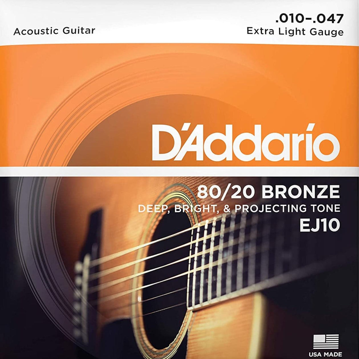 D'Addario EJ10 80/20 Bronze Acoustic Guitar Strings - Extra Light - 10-47